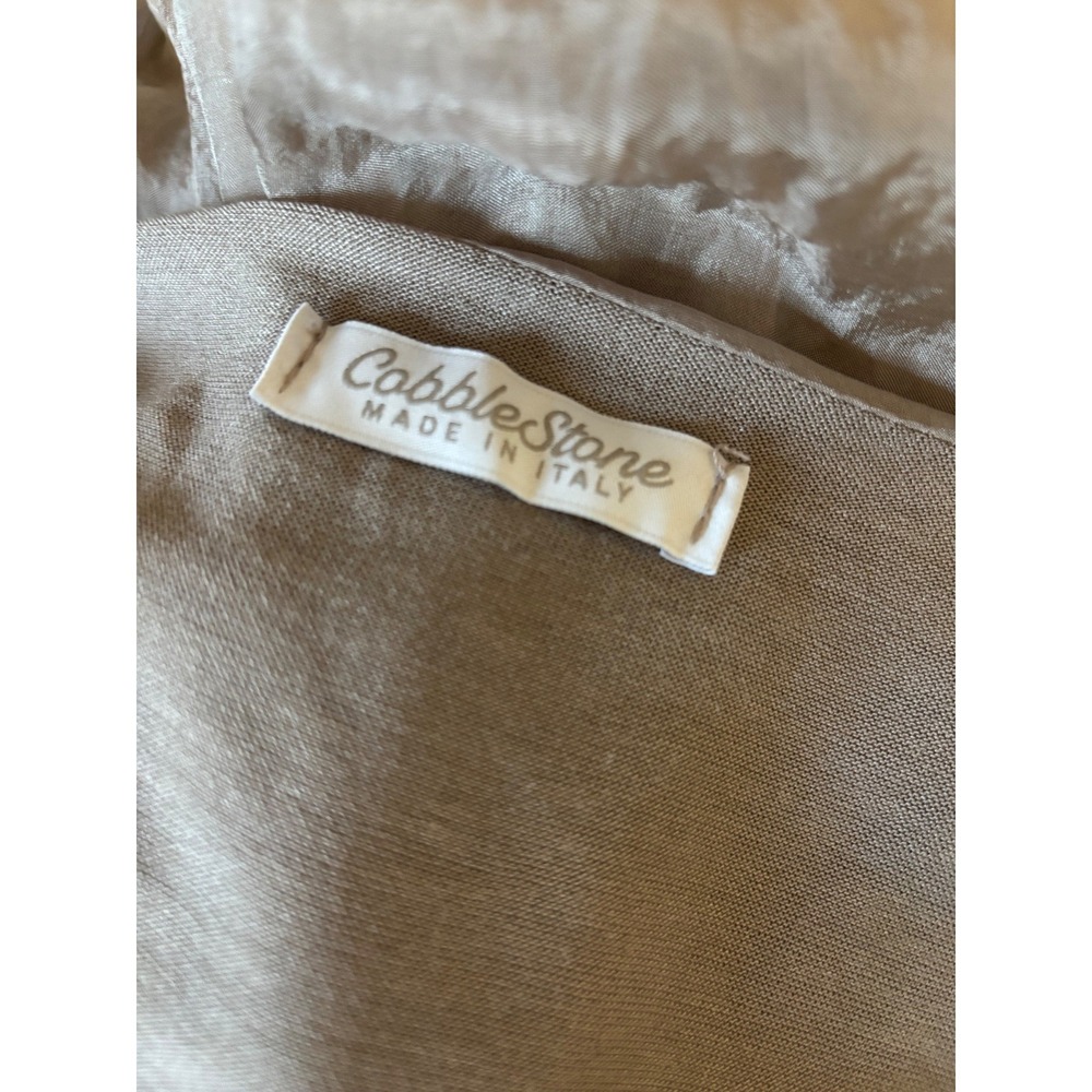 Cobblestone Made in Italy Silk Blend Dolman Sleeve Blouse Taupe Ribbed Hem Top - Picture 6 of 6